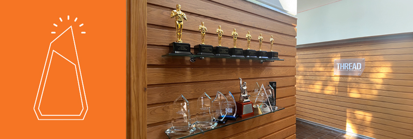 Thread award wall of trophies